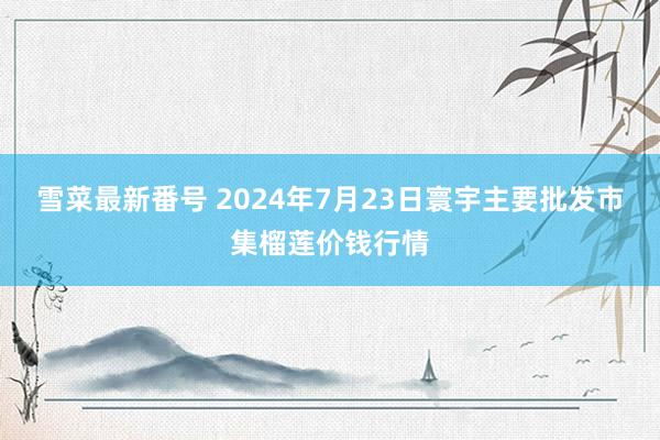 雪菜最新番号 2024年7月23日寰宇主要批发市集榴莲价钱行情