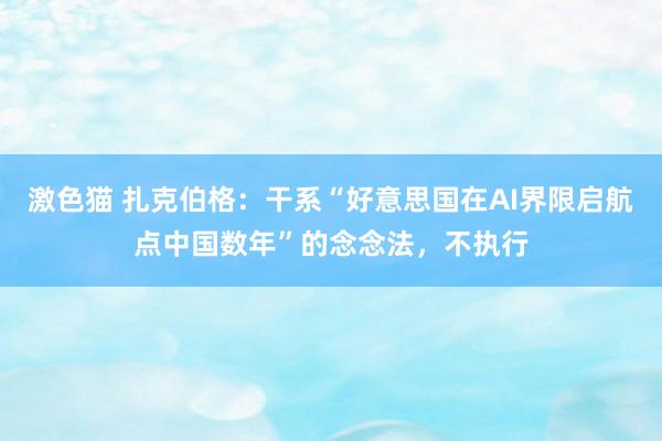 激色猫 扎克伯格：干系“好意思国在AI界限启航点中国数年”的念念法，不执行