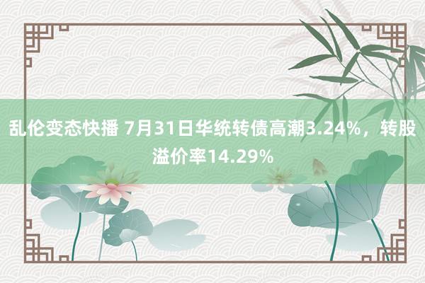 乱伦变态快播 7月31日华统转债高潮3.24%，转股溢价率14.29%