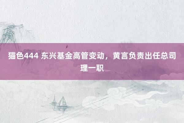 猫色444 东兴基金高管变动，黄言负责出任总司理一职