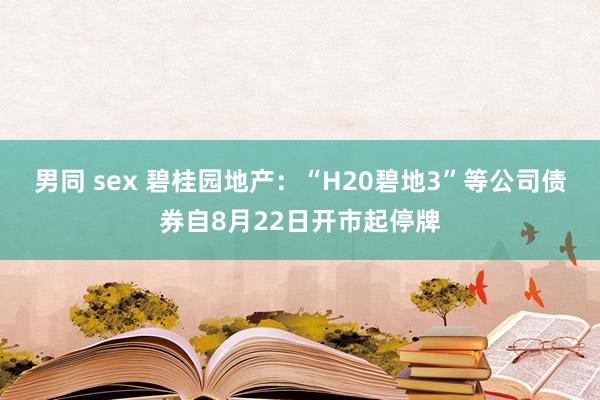 男同 sex 碧桂园地产：“H20碧地3”等公司债券自8月22日开市起停牌