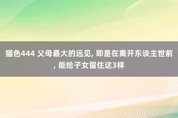 猫色444 父母最大的远见， 即是在离开东谈主世前， 能给子女留住这3样