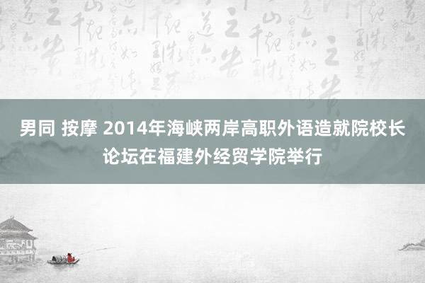 男同 按摩 2014年海峡两岸高职外语造就院校长论坛在福建外经贸学院举行